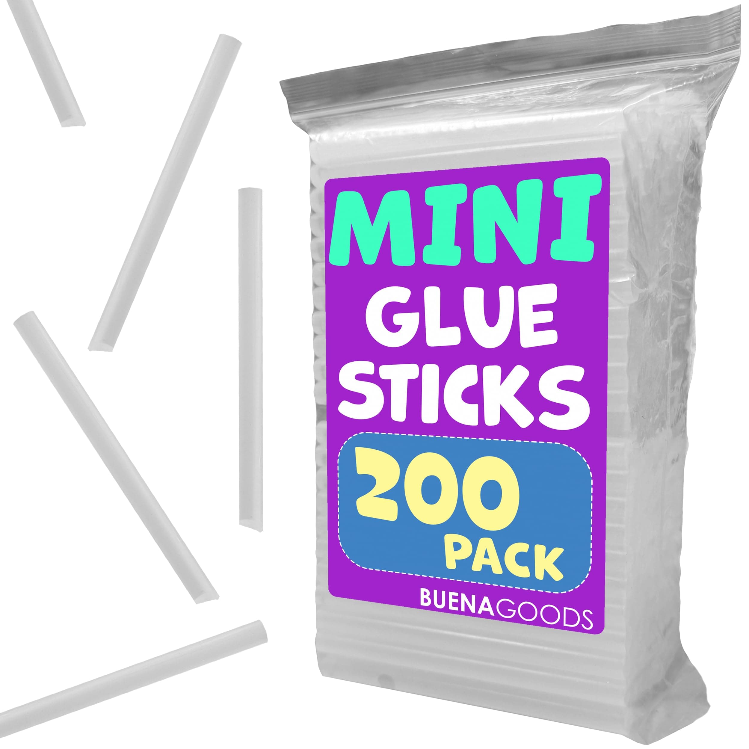 - 200 Pack Mini Hot Glue Sticks for Mini Hot Glue Guns - 4" x 0.27" - Bond and Craft on Metal, Paper, Glass, Wood, and More - Quick Drying and Clear Sticks Bulk for Crafts