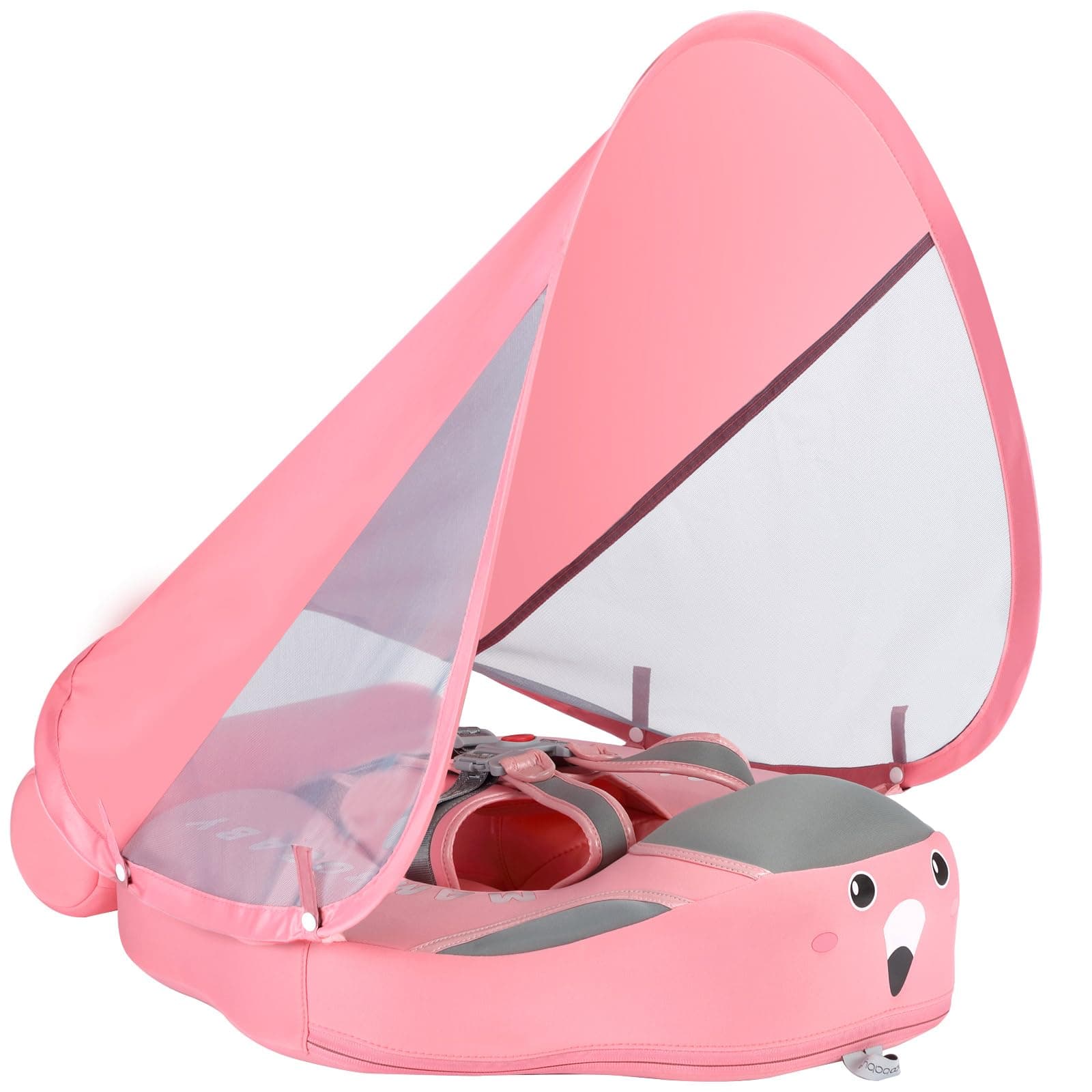 Mambobaby Float with Canopy Size Improved Non Inflatable Infant Baby Pool Float Smart Mambo Float Swim Trainer Baby Swim Float Mambo Baby Float Solid Air Free Water Waist Swimming Ring