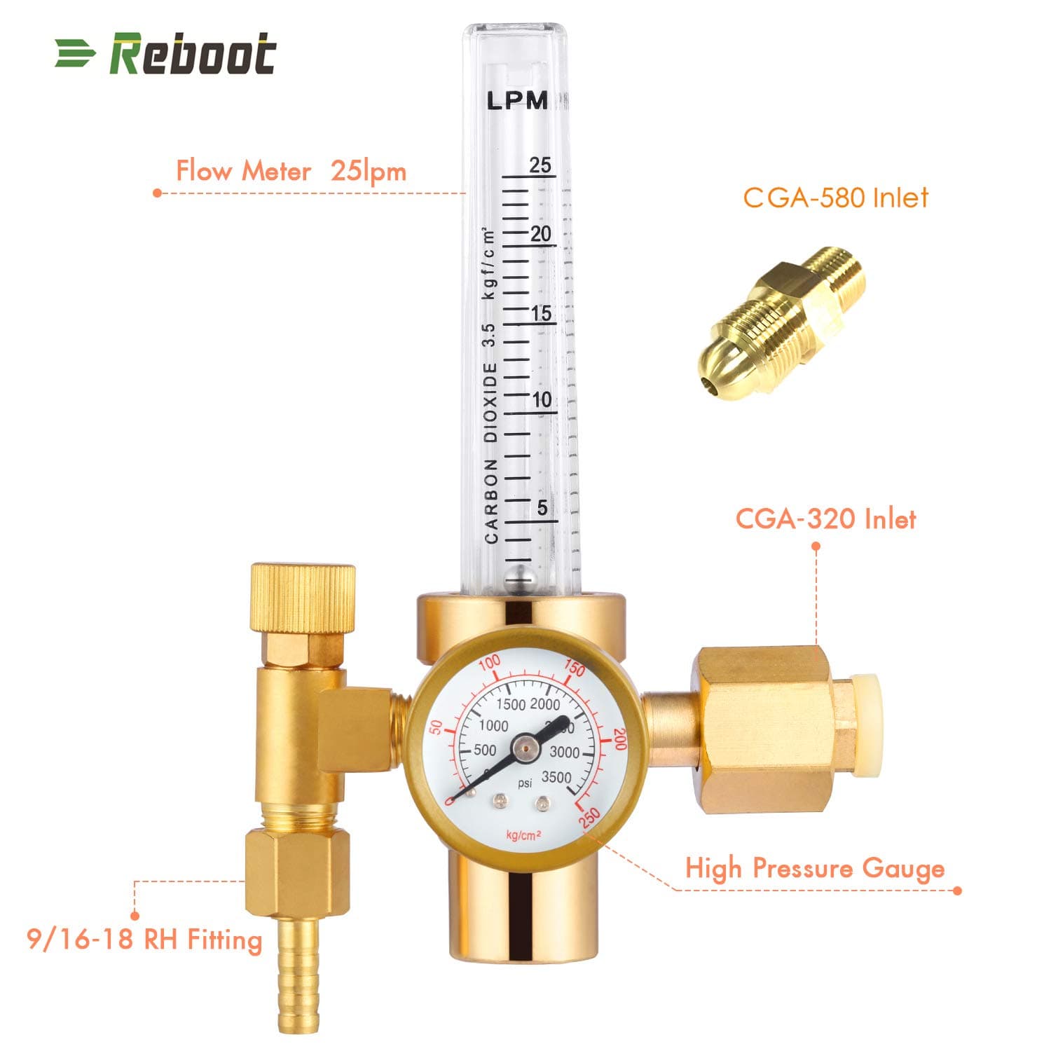 Gas Regulator Co2 Argon Full Copper Flowmeter Welding Regulator Gas Valves Welding Accessory For Mig Welder with Argon Adapter