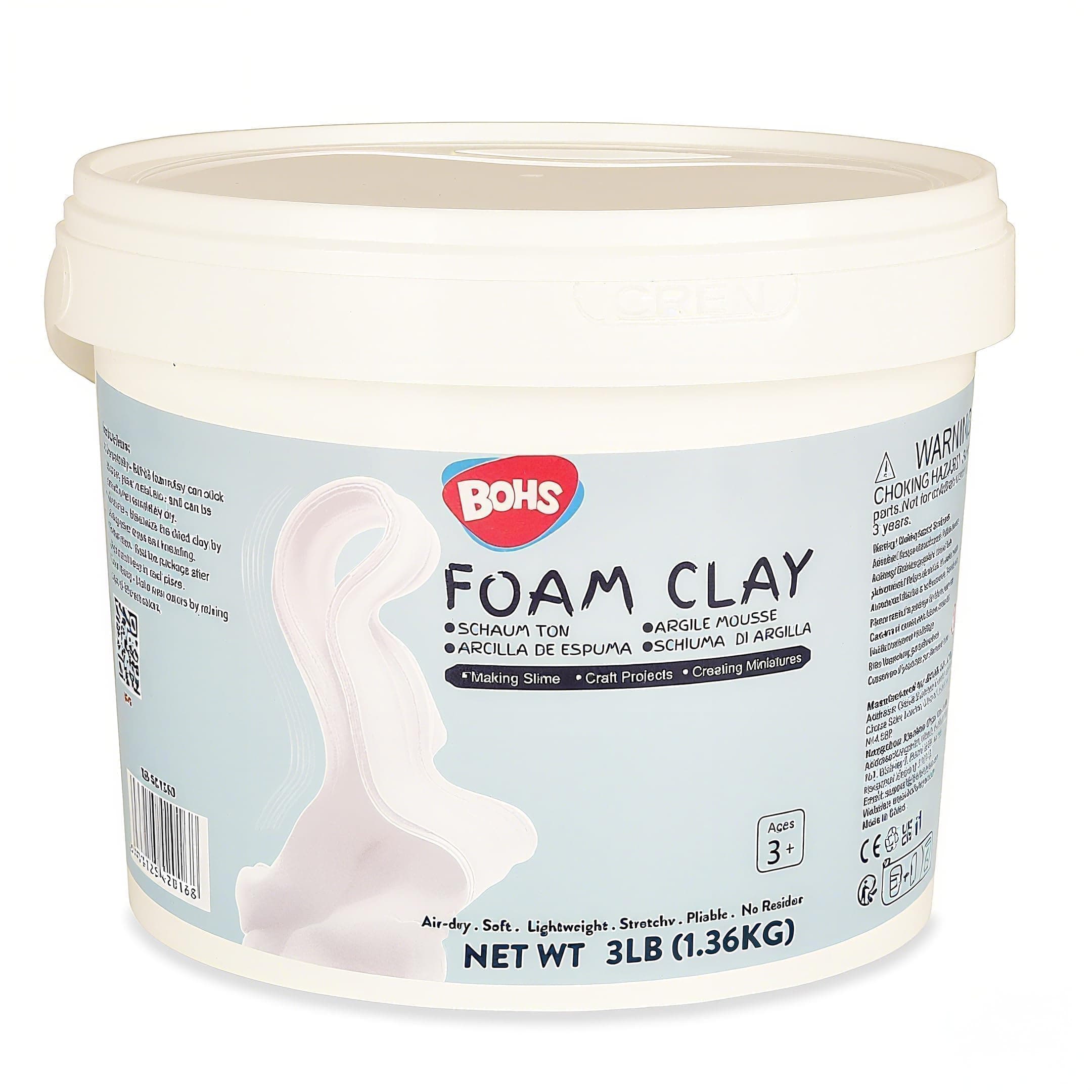 BOHS White Squishy and Modeling Soft Clay Pro, Air Dry, for Arts & Crafts Project,3 lbs / 1.36 kg