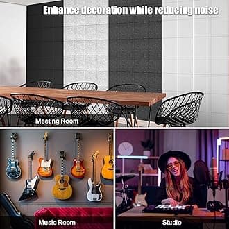 Sonicism 12 Pack Balanced Acoustic Wall Panels with Self-Adhesive,12" X 12" X 0.4" Sound Proof Foam Panels, Decorative Soundproof Wall Panels, Sound Proof Absorbing Tiles for Home&Offices, Silver Gray