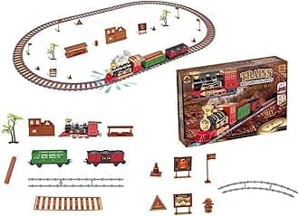 HALAYAYA Train Toy Set Electric Train Toy for Boys Girls with Smokes, Lights and Sound, DIY Railway Kits with Steam Locomotive Engine, Cargo Cars & Tracks for 3 4 5 6 7 8 year old Kids