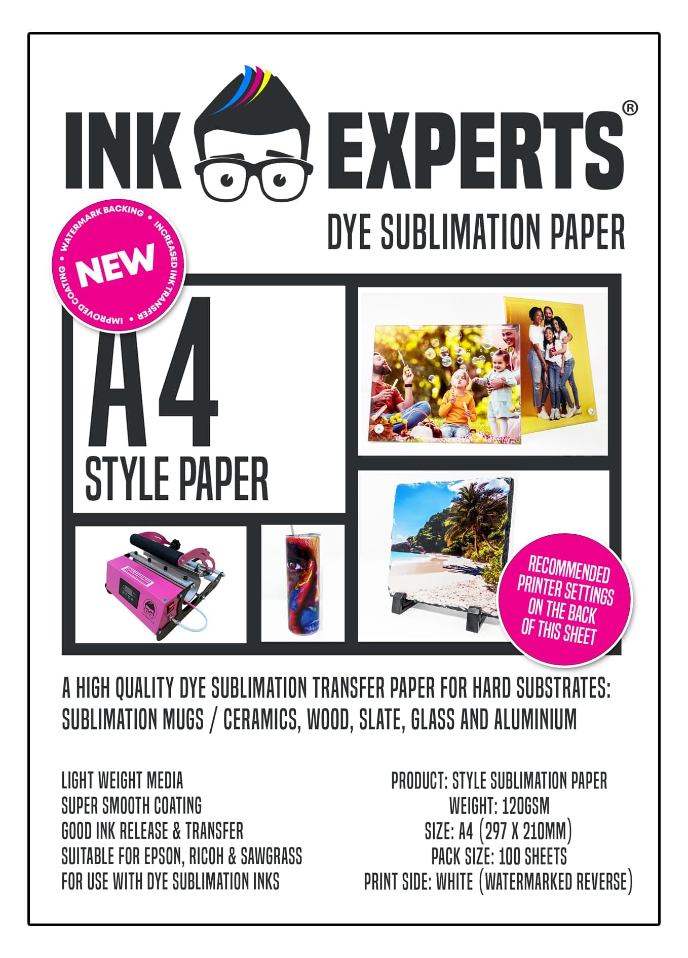 Ink Experts Style A4 Sublimation Paper 120gsm (100 Sheets)