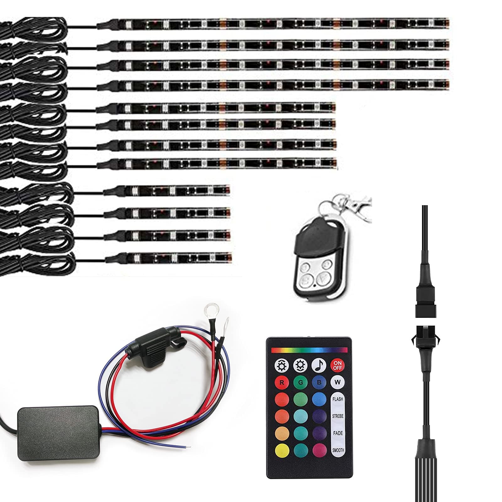 12 PC Advanced Universal Motorcycle Underglow Multicolor neon Accent Atmosphere Light Kit with Wireless Remote Controller