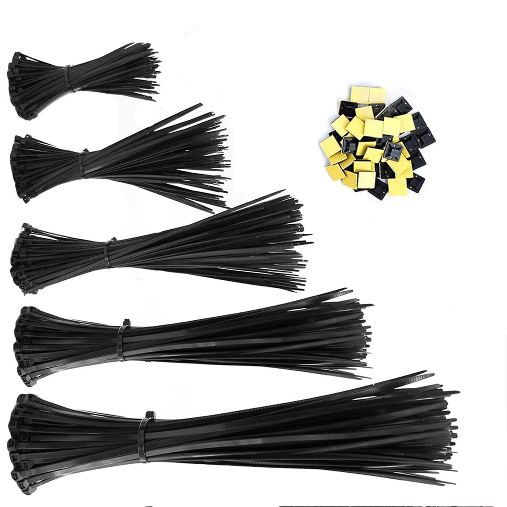 Zip Ties 500 Pcs Nylon Cable Zip Ties with Self-Locking 4/5/6/8/10 Inch, Black, UV Resistant, Heavy Duty