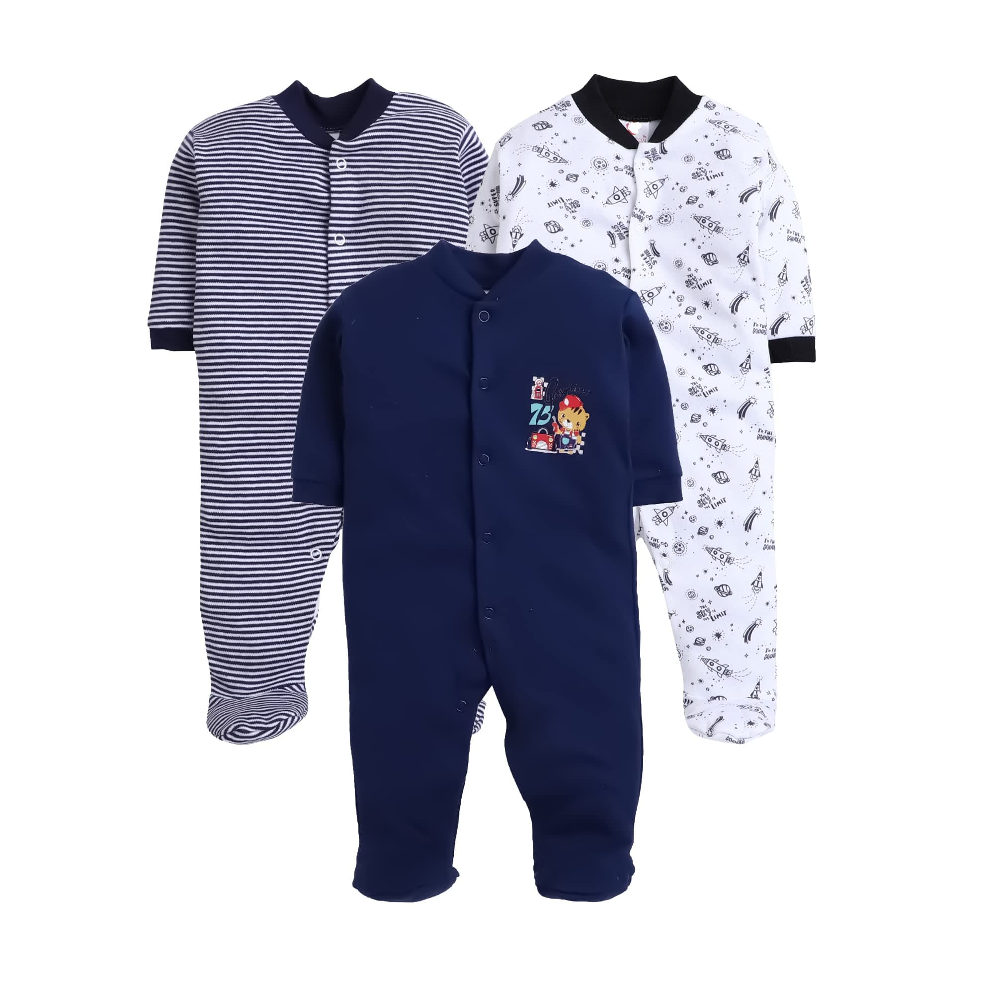 Kid's Cotton All Over Print Night Suits Pack Of 3