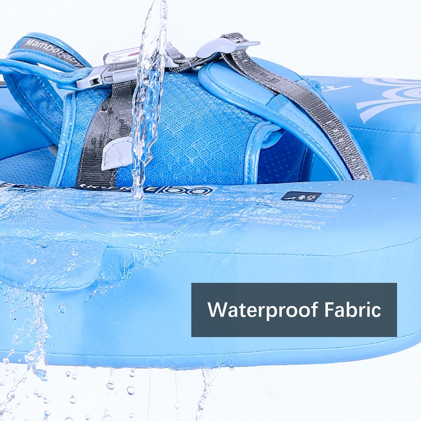 Baby Pool Float with UPF50+ 3D Adjustable Canopy, Add Tail Mambobaby Float Non Inflatable Infant Floats for Pool, Cartoon Narwhal Baby Floats (NBlue with Canopy-S05NBCTLUROHML01S05)