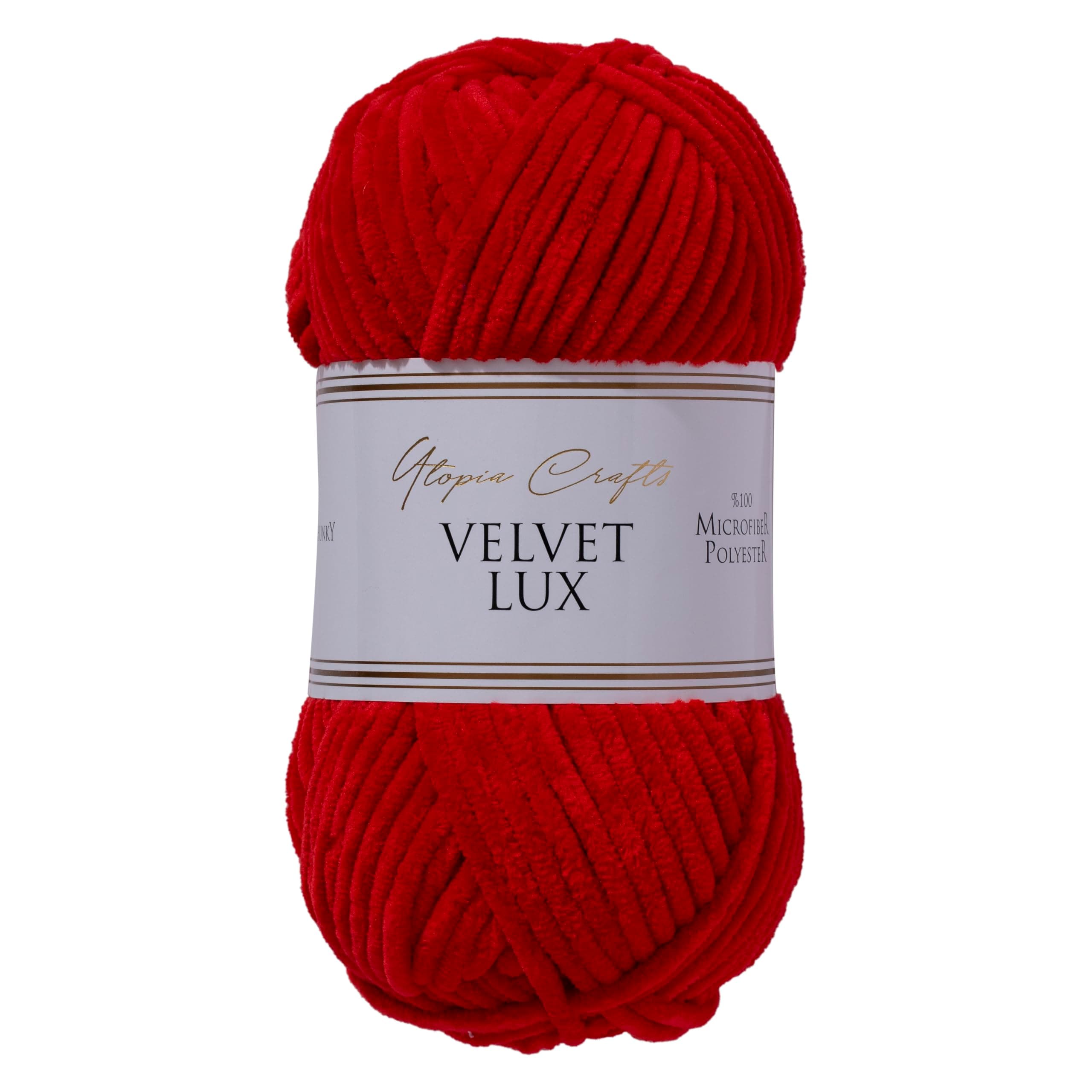 Velvet Lux Chenille Super Soft Chunky Yarn for Knitting and Crochet 100g (1, Red)