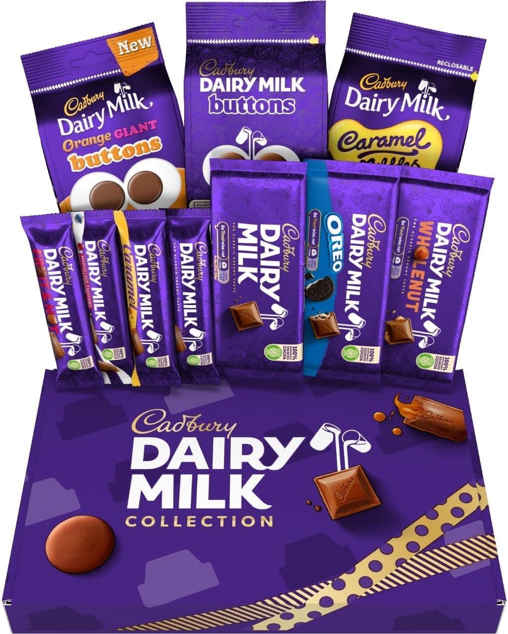 Dairy Milk Big Night In Deluxe Hamper, Includes 10 Assorted Chocolate Bars and Bags, The Perfect Valentines Day Gift, 836 g (Pack of 1)