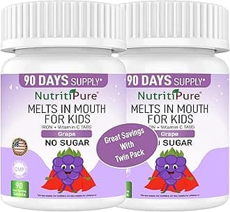 Kids Chewable Iron Supplement, Ferronyl® Carbonyl Iron 9 mg, Vitamin C 30 mg, Grape Flavor, 90 Tablets (2 Bottles)