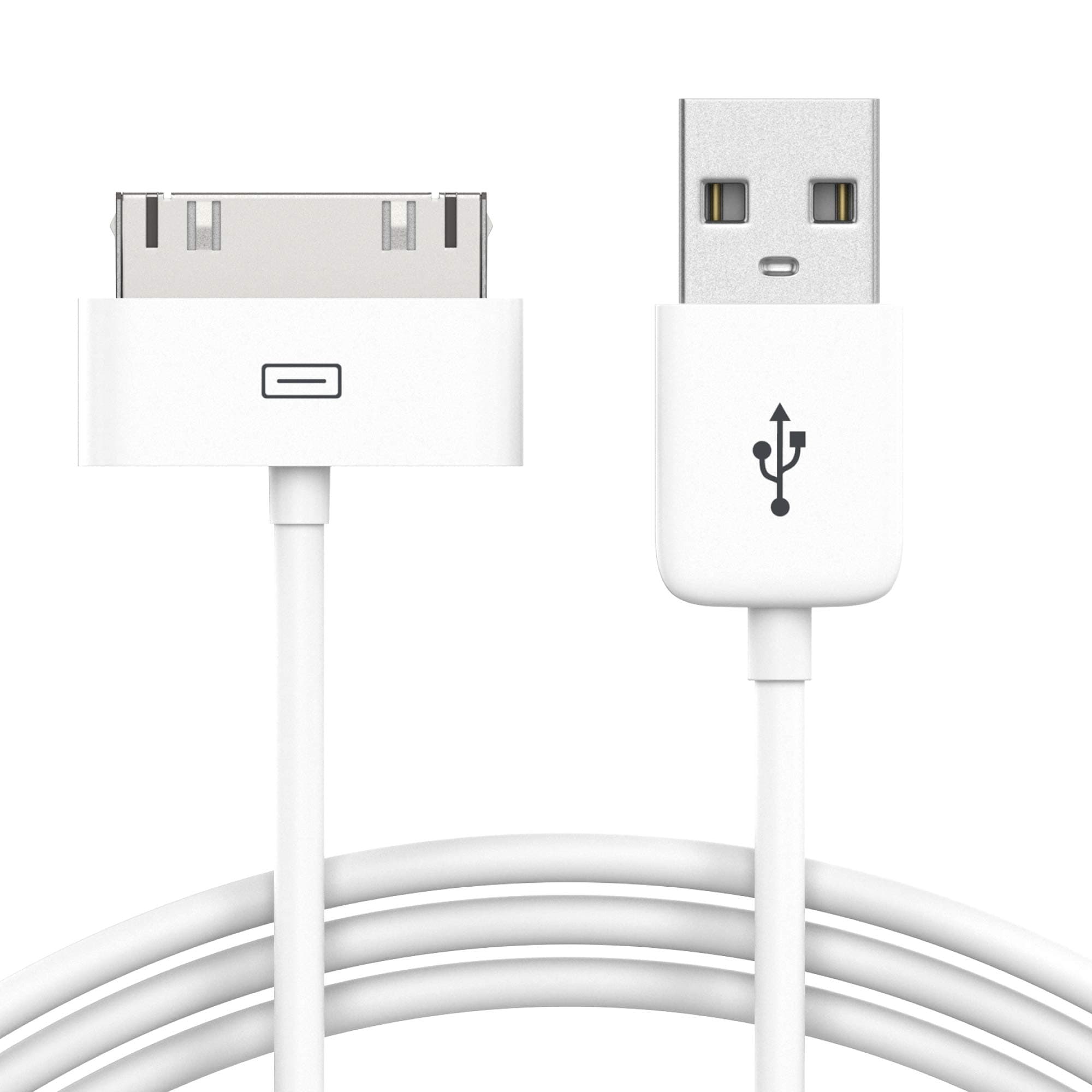 iPhone Charger 30 Pin Cable - by TalkWorks | 5ft | Apple Certified For iPhone 4 / 4S / 4G, iPhone 3 / 3S / 3G, iPad 1 / 2 / 3, iPod Nano 5th / 6th Gen, iPod Touch 3rd / 4th Gen - White