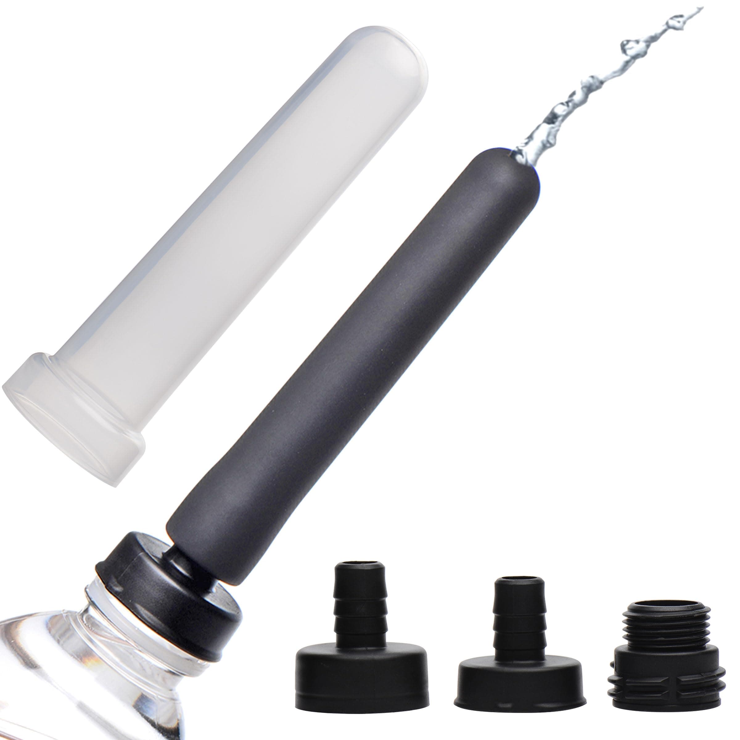 Silicone Enema Nozzle Set with 3 Adapter Sizes, Fits Most Shower Hoses and Water Bottles, 5-Hole Spray Design, Compact with Storage Lid for Hygienic Cleansing