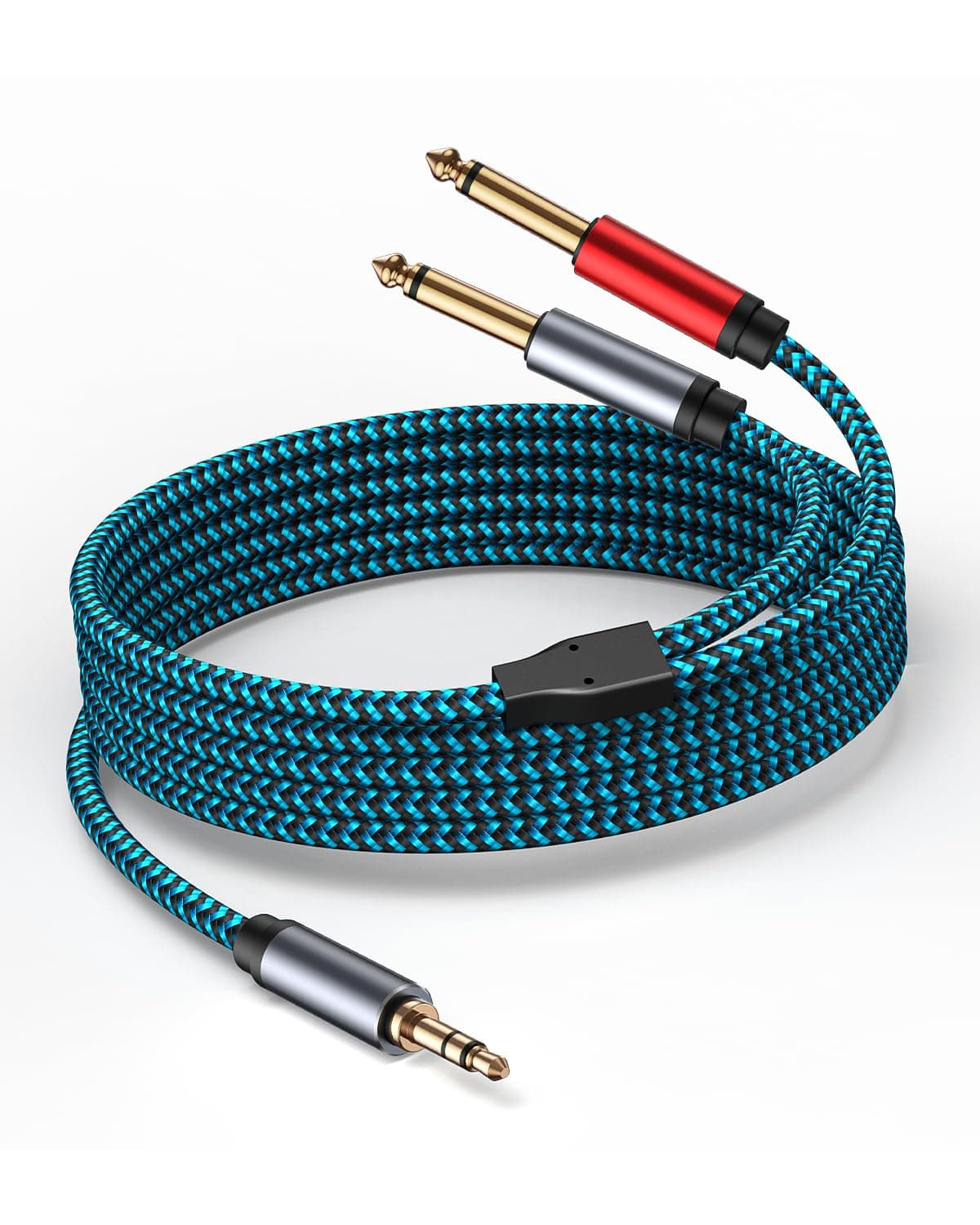 3.5 mm to 2 x 6.35 mm Cable 20 ft,1/8 to 1/4 Stereo Cable 3.5mm TRS to Dual 6.35mm TS Y Splitter Breakout Cord，for PC, Computer Sound Card, Mixer, Multimedia Speaker, Home Stereo System