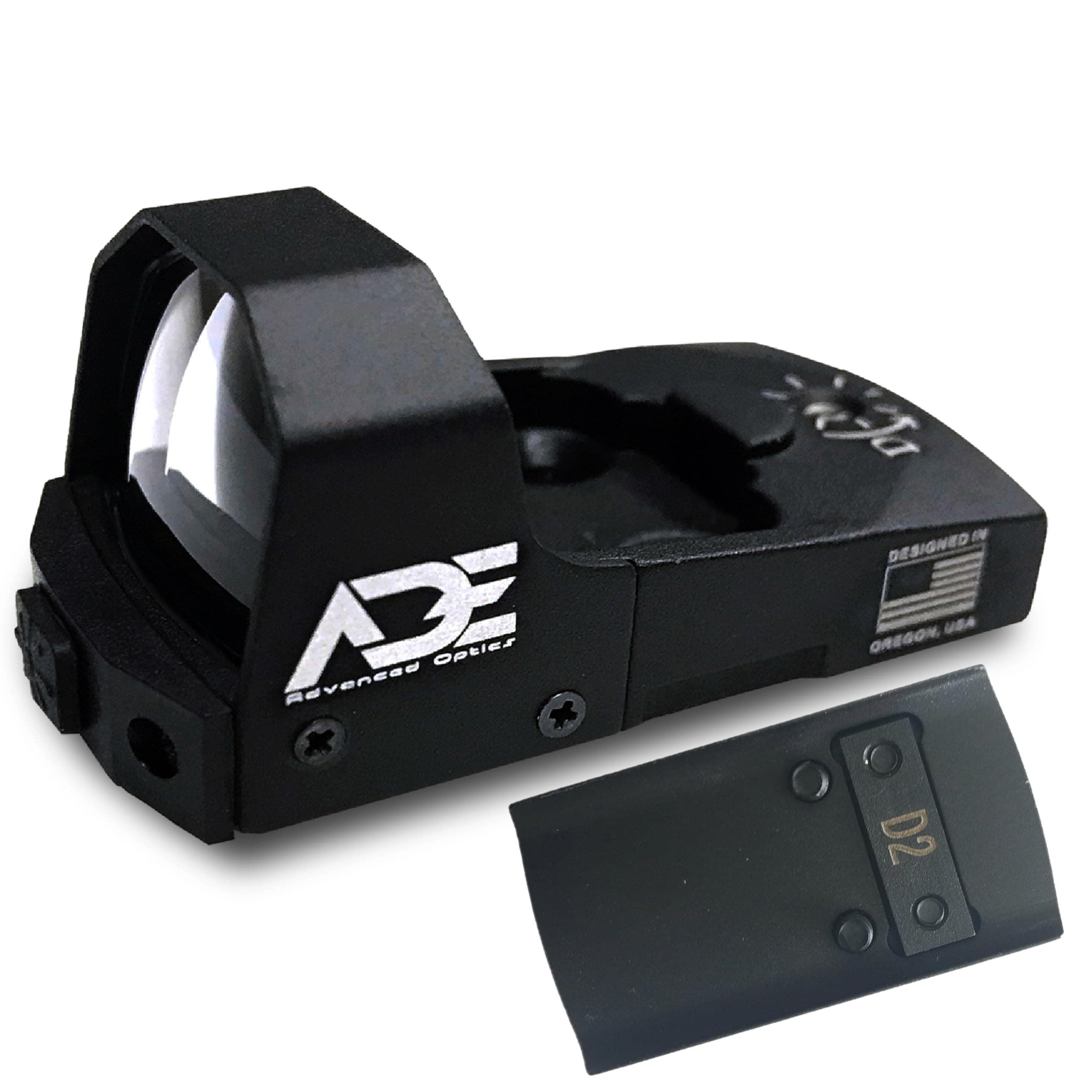 ADE RD3-006x Green Dot + D1 Rear Optic Mounting Plate/Adapter for All Glock (Non-MOS, Non-Aftermarket Slide) Standard Models,Canik TP9SF,Taurus GX4,TX22 GEN2,G3C,G3 with Factory Steel Sights Pistol