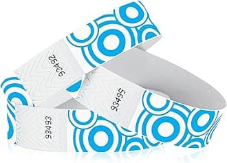 500 WristCo Blue Disks Tyvek Wristbands for Events - Comfortable Tear Resistant Paper Bracelets ID Wrist Bands for Concerts Festivals Admission Party Identification Tours