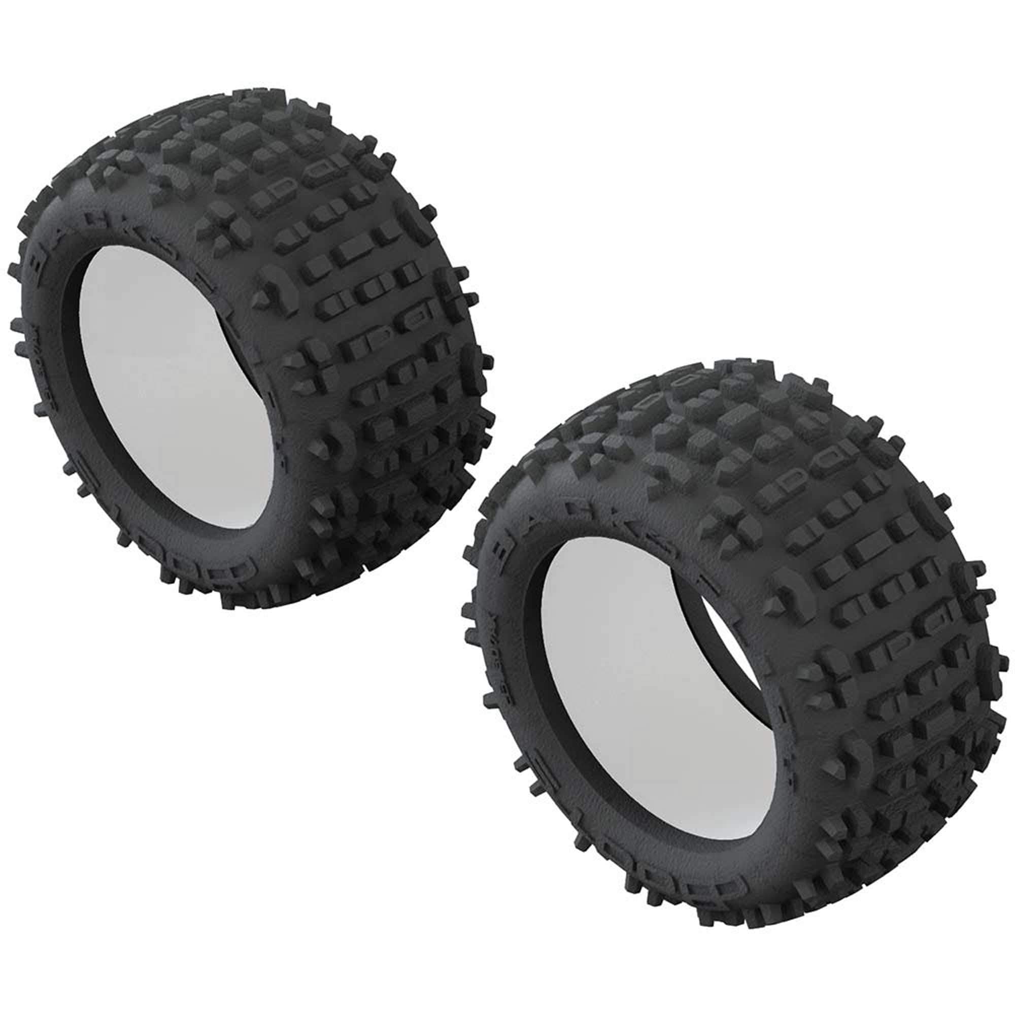 ARRMA 1/10 dBoots Backflip LP Front/Rear 3.8 Tire & Inserts (2), ARAC9435, Black