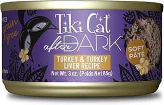 Tiki Cat After Dark Soft Pate, Turkey & Turkey Liver, High-Protein and 100% Non-GMO Ingredients, Wet Cat Food for Adult Cats, 3 oz. Can (12 Count) (Packaging May Vary)
