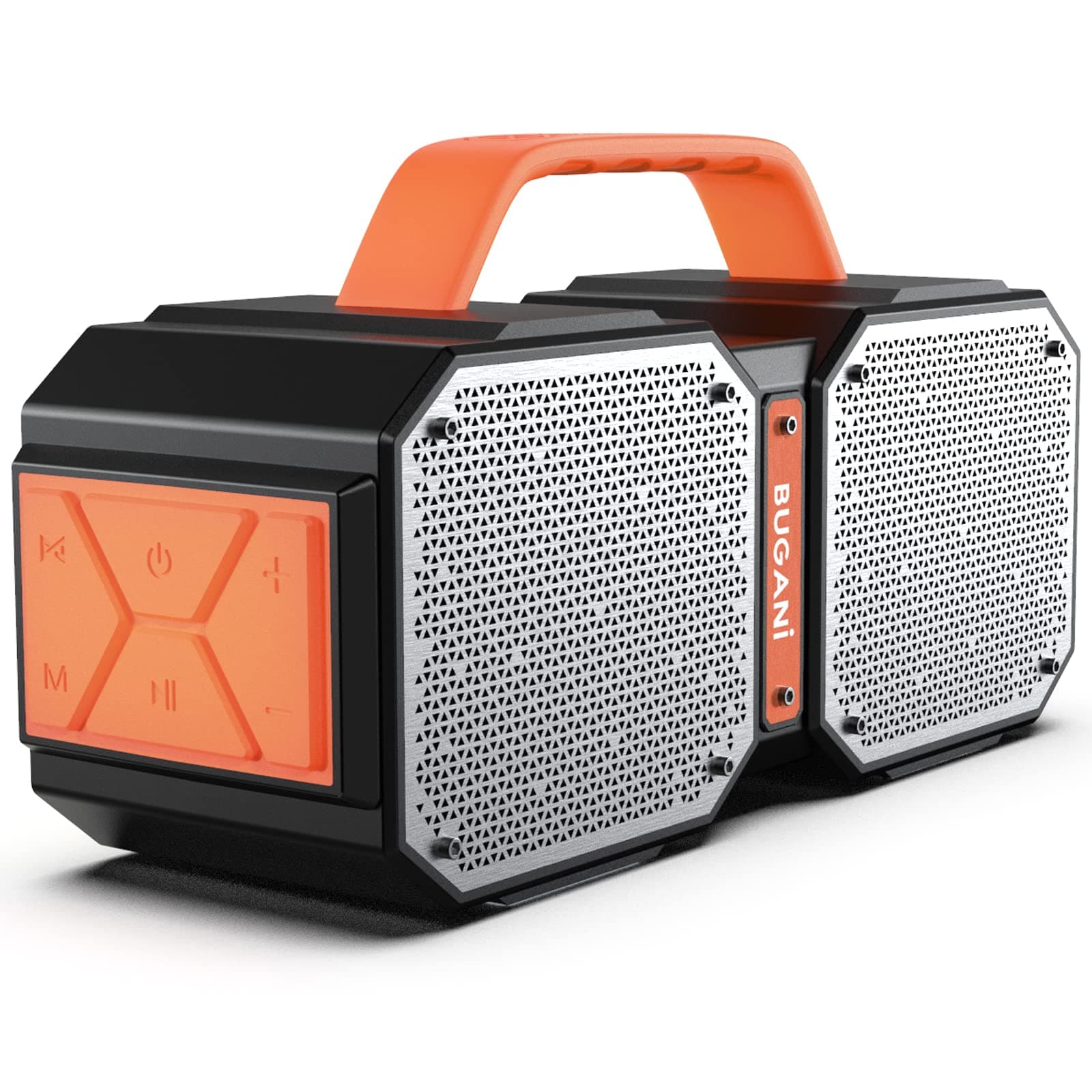 BUGANI Bluetooth Speaker, M83 50W Portable Wireless Bluetooth Speakers, Bluetooth 5.2, Wireless Two Pairing,IPX6 Waterproof Outdoor Speaker, Stereo Super Power Sound,For Outdoors,Camping,Party, Orange
