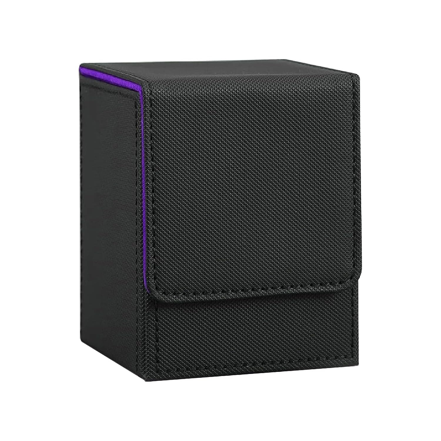 Scimi Mtg Deck Box for Commander Display (2 Windows),Card Deck Box Fits 100 Double Sleeved Cards, Magic Commander TCG Card Storage Box with 2 Dividers,Drawstring Bag and 1 Toploader (Black & Purple)