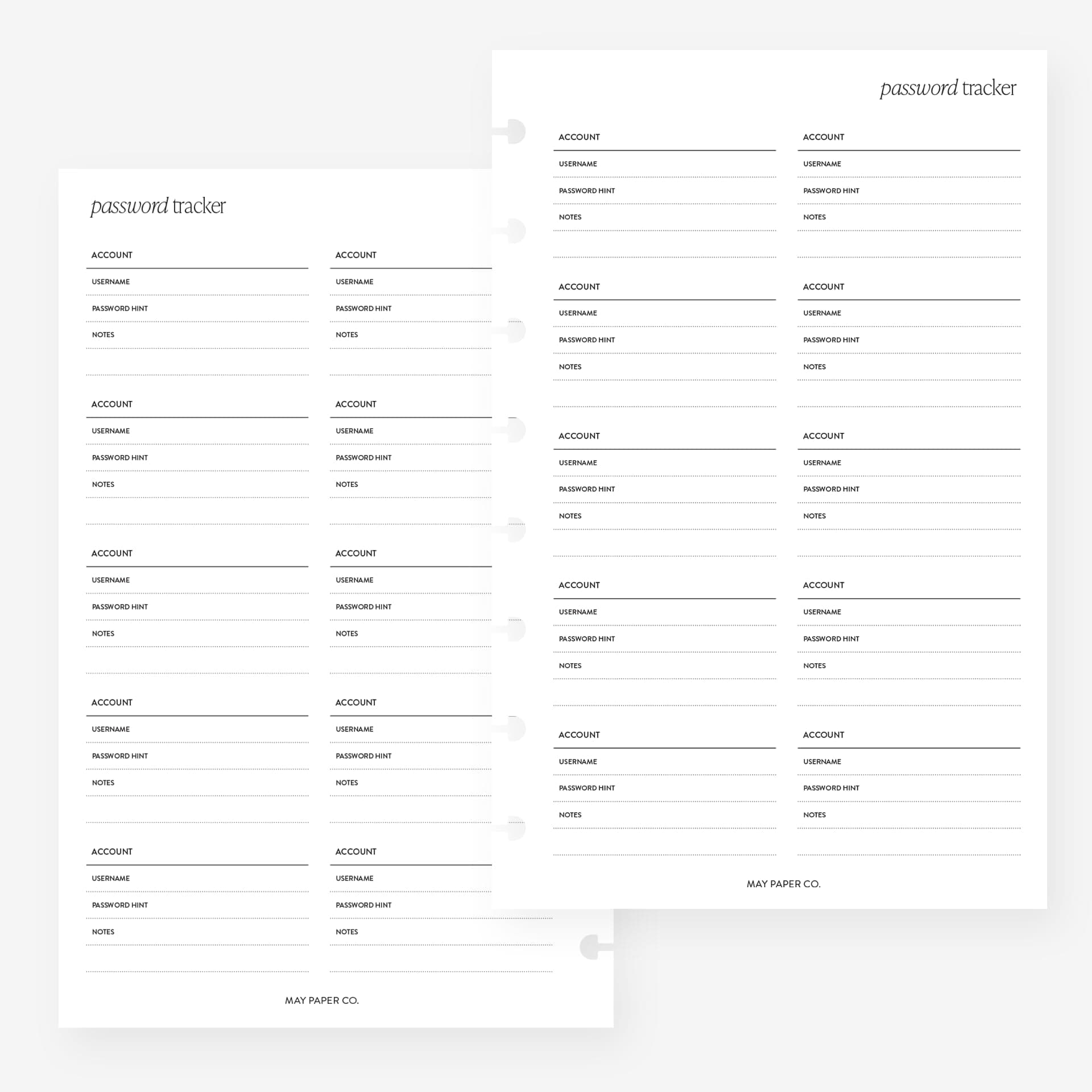 MAY PAPER CO.Planner Insert, 5.5 X 8.5 in, 30 pages, 15 sheets, Double-sided, 120gsm, Fountain Pen Friendly, Fits Levenger Circa Junior, Arc by Staples, TUL Junior