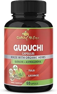 - Organic Giloy Guduchi Extract Capsules & Ashwagandha, Licorice, Holy Basil | Immune Booster
