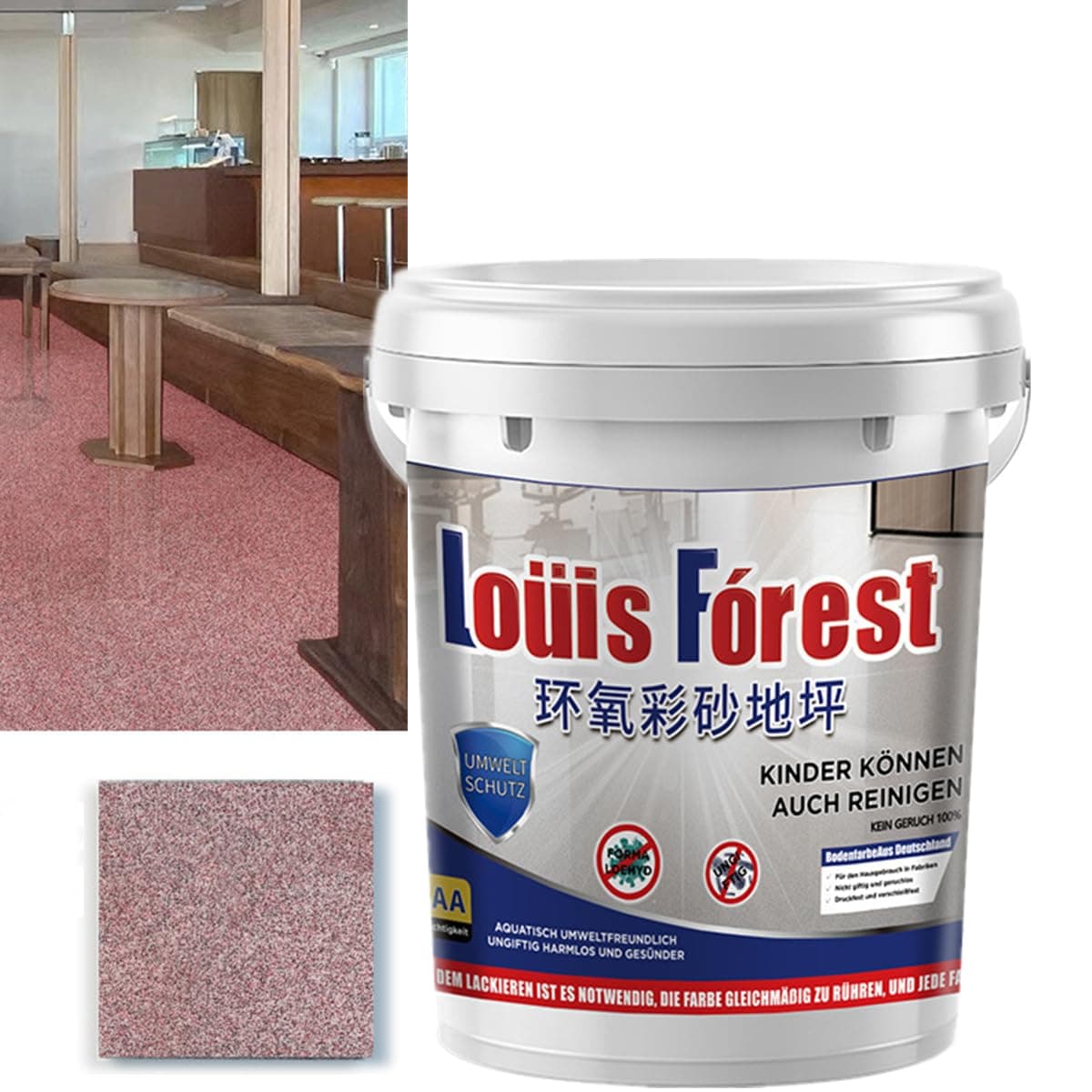 Generic 1KG High-Gloss Epoxy Floor Paint, Marble Effect, Waterproof, Quick-Dry, Non-Slip, Wear-Resistant, Self-Leveling, Concrete, Tiles, Marble, Indoor and Outdoor