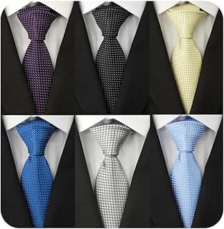 Men's Necktie Classic Silk Tie Woven Jacquard Neck Ties 6 PCS