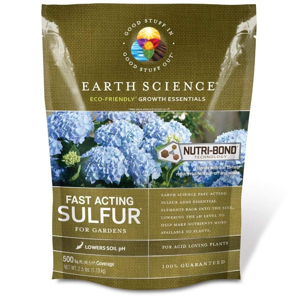 Earth Science Fast Acting Sulfur Granules – 2.5lb – Soil pH Reducer, Lowers pH Instantly, Reduces Nutrient Runoff, Improves Growth & Color for Acid-Loving Plants, Long-Lasting Lawn Care Supplement