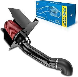 3.75" Cold Air Intake Kit System + Heat Shield Compatible with Hummer H2 2003 2004 2005 2006 2007 2008 2009, High Performance, Red