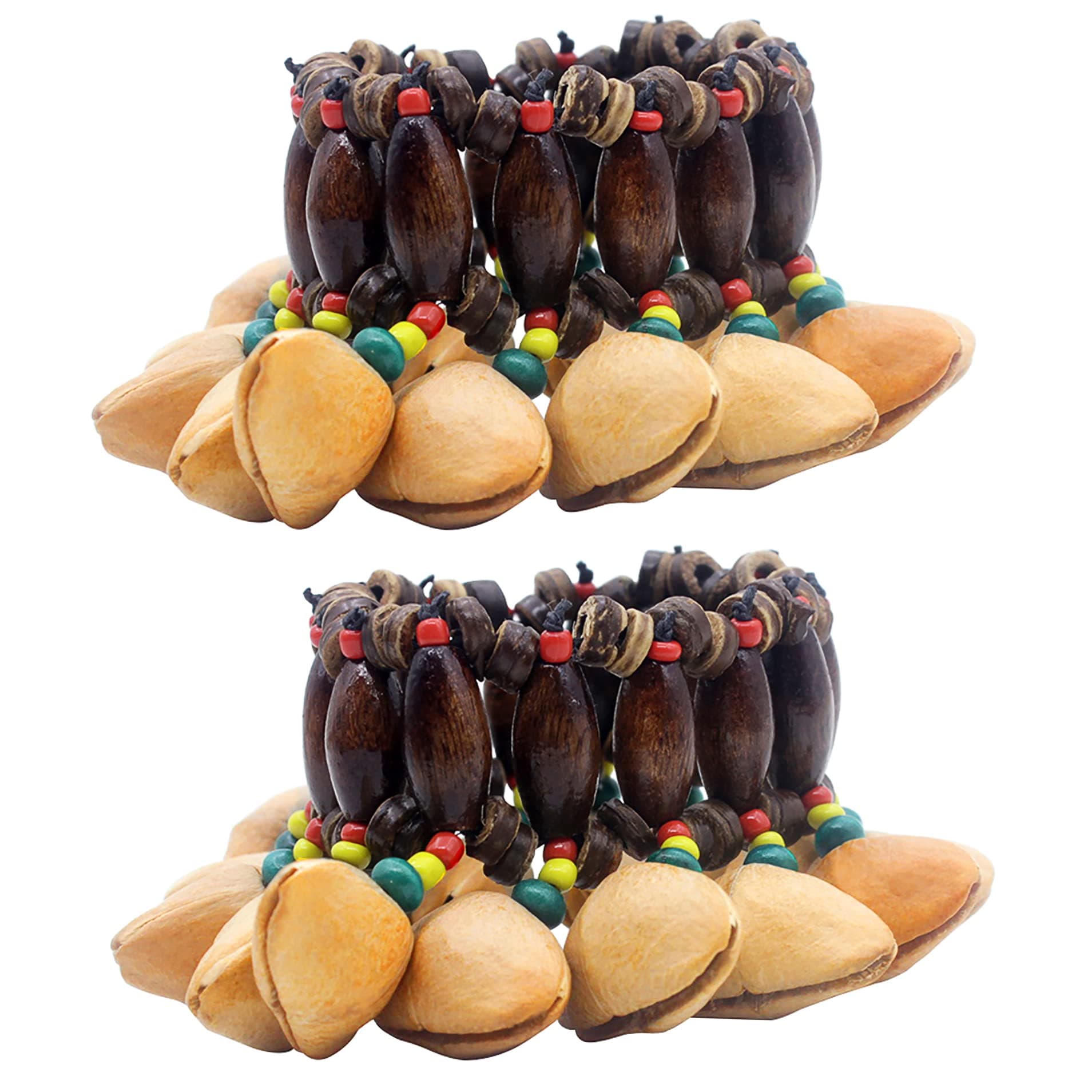 GOGHOST Cacho Seed Rattle Bracelet, 2 PCS African Shaker Nut Shell Bracelets Natural Percussion Accessories Musical Instrument for Adult(Chacha)