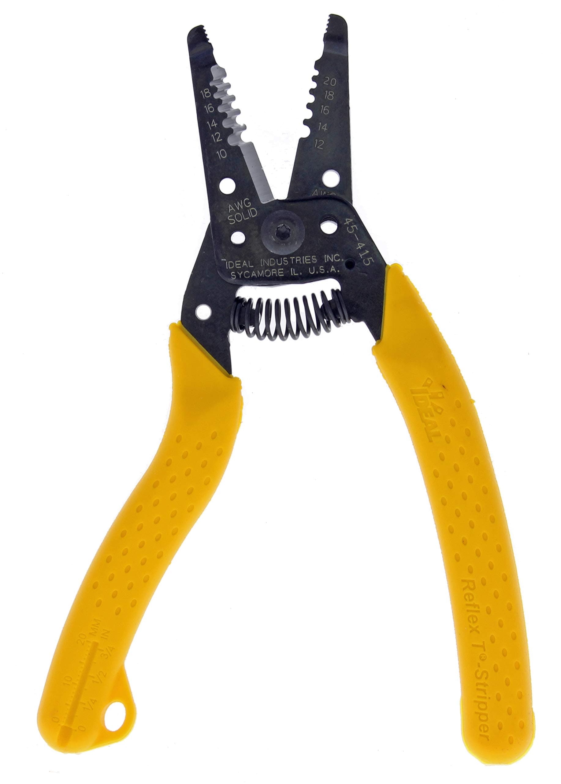 IDEAL Electrical 45-415 Premium Reflex T-5 Stripper - 10-20 AWG, Wire Stripper, Plier Nose, Slide Lock, Textured Grips,Yellow