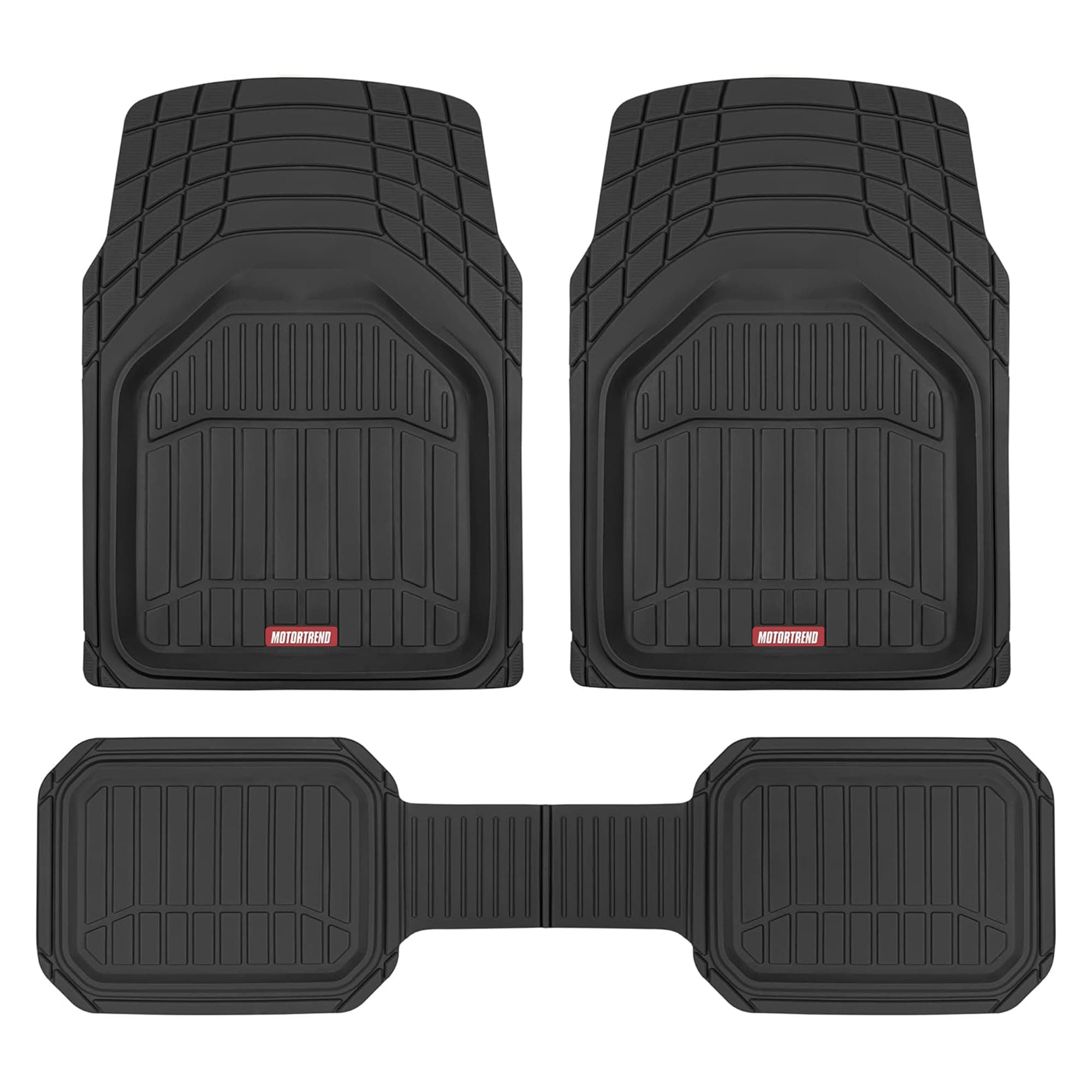 943-BK FlexTough Defender Car Floor Mats -Next Generation Deep Dish Heavy Duty Contour Liners for Car SUV Truck & Van-All Weather Protection, Trim to Fit Most Vehicles Black