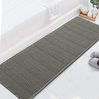 H.VERSAILTEX Upgraded Waffle Runner Rug Super Absorbent Non Slip Bath Mat for Bathroom Floor, Machine Washable Dry Fast, Beside Tub, 24" x 72", Smokey Olive