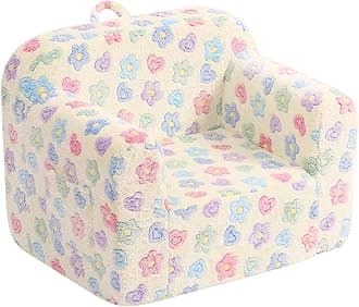 Tiita Kids Sofa, Childrens Couch with Carry Handle, Portable Toddler Foam Sofa Couch, Lightweight Kids Chair for Playroom, Dorm Room, Small Space, Flower