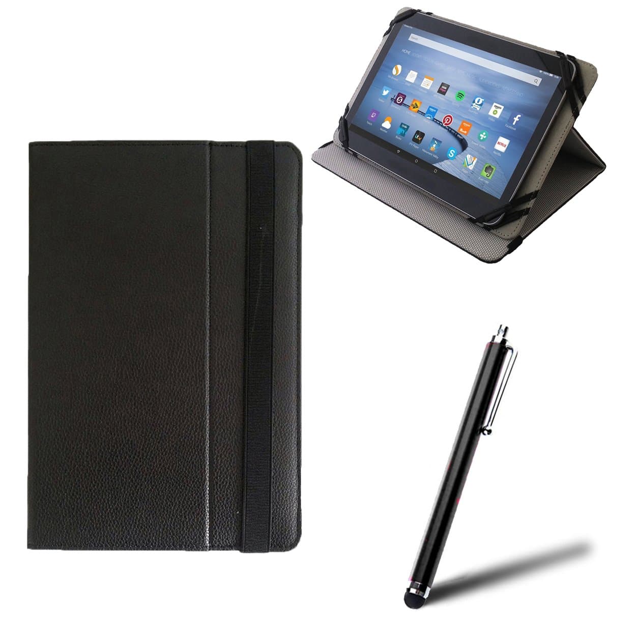 TabTek KOCASO MX9200 (9-Inch, Android MX 9200) Tablet Cover - Ultra Slim Lightweight Case & Stand, Black & Stylus