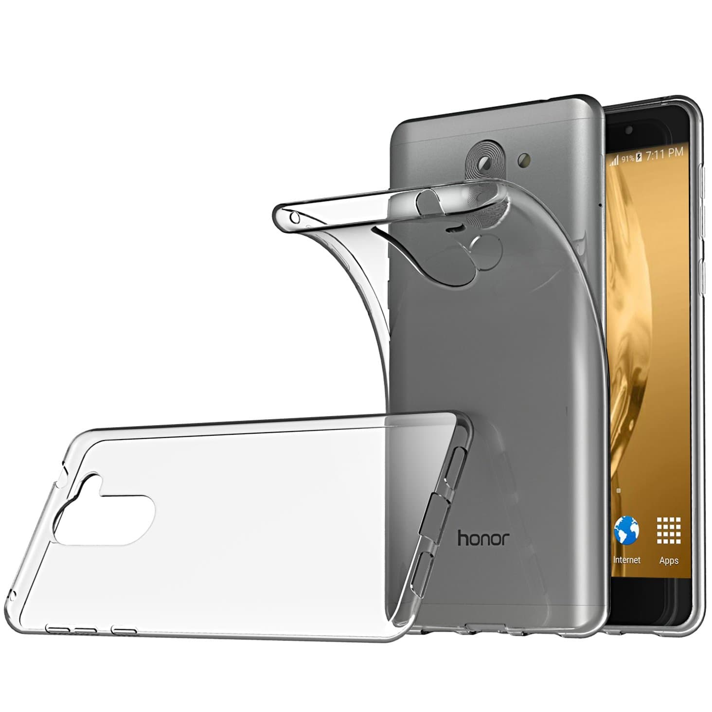 Lanseed Crystal Clear Silicone Protective Case for Huawei Honor 6X Case - TPU Bumper Cover