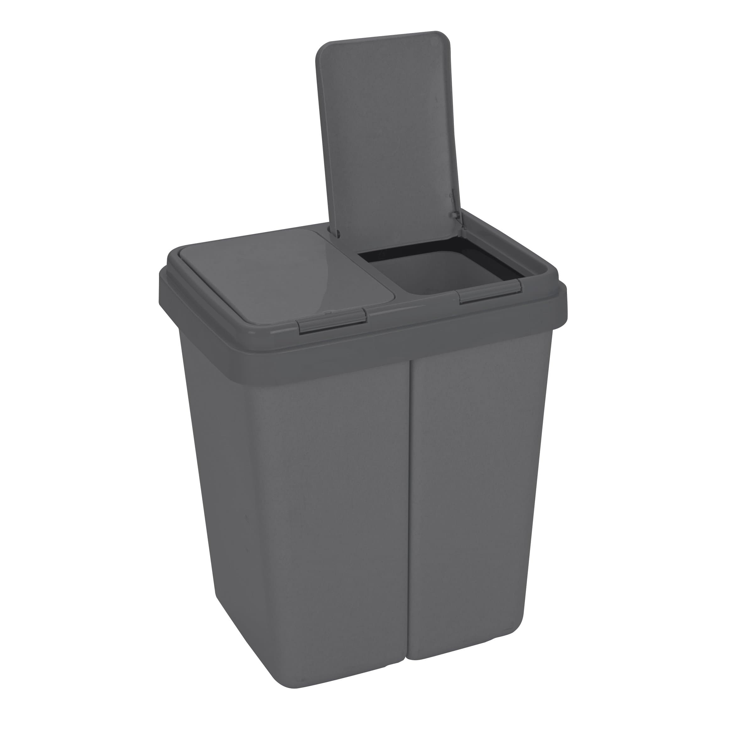 Ribelli 500114 Two-Bin Duo Rubbish Bin with Lid 2 x 25 Litres Plastic Kitchen Odour-Proof Waste Separation System 45 x 32 x 51 cm Anthracite