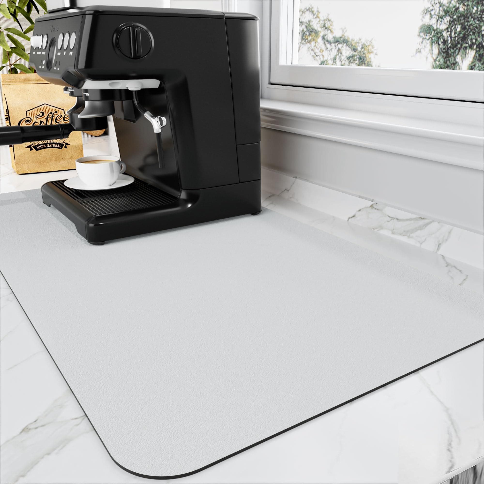 HotLive Coffee Mat - Absorbent Hide Stain Rubber Backed Dish Drying Mat for Kitchen Counter - Bar Mats for Countertops Accessories Fit Under Coffee Maker Espresso Machine