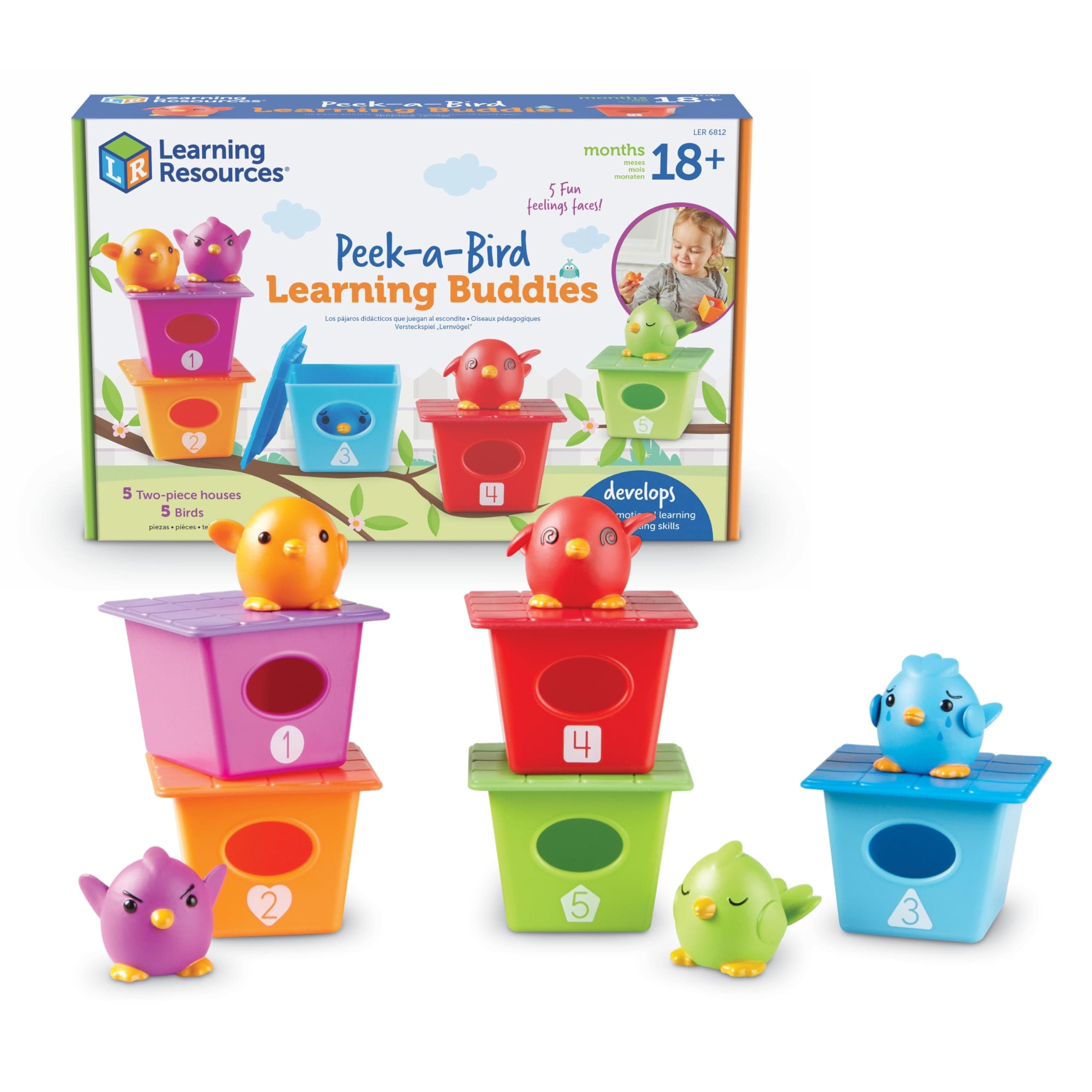 Learning Resources Peek-a-Bird Learning Buddies - 15 Pieces, Age 18 Months+ Toddler Activities, Preschool Toys, Educational Color Teaching