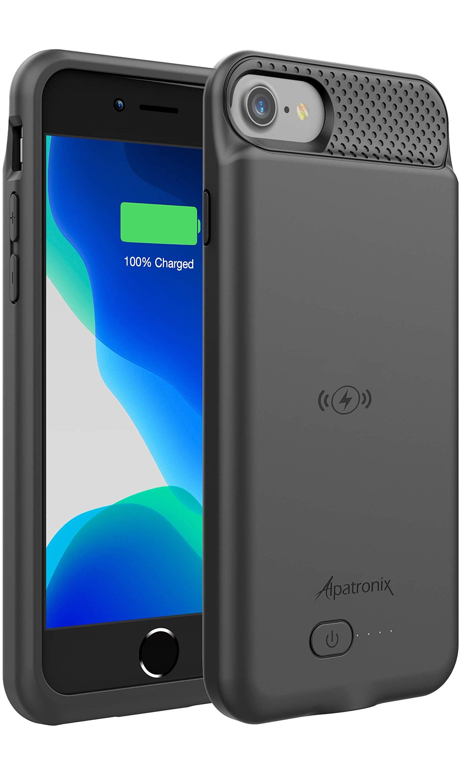 Alpatronix Battery Case for Apple iPhone SE 3rd Gen 2022/SE 2nd Gen (2020), iPhone 8, iPhone 7, Slim Protective Charging Case, Wireless Charging & Lightning Input (4.7-inch) Matte Black