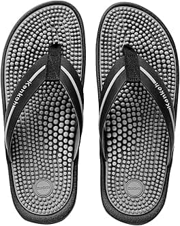 Kenkoh Japanese Therapeutic Sandals with Massaging Footbed – Stimulate Feet Pressure Points for Natural Wellness - Unisex (Kaiyo - Black, 36 EU)