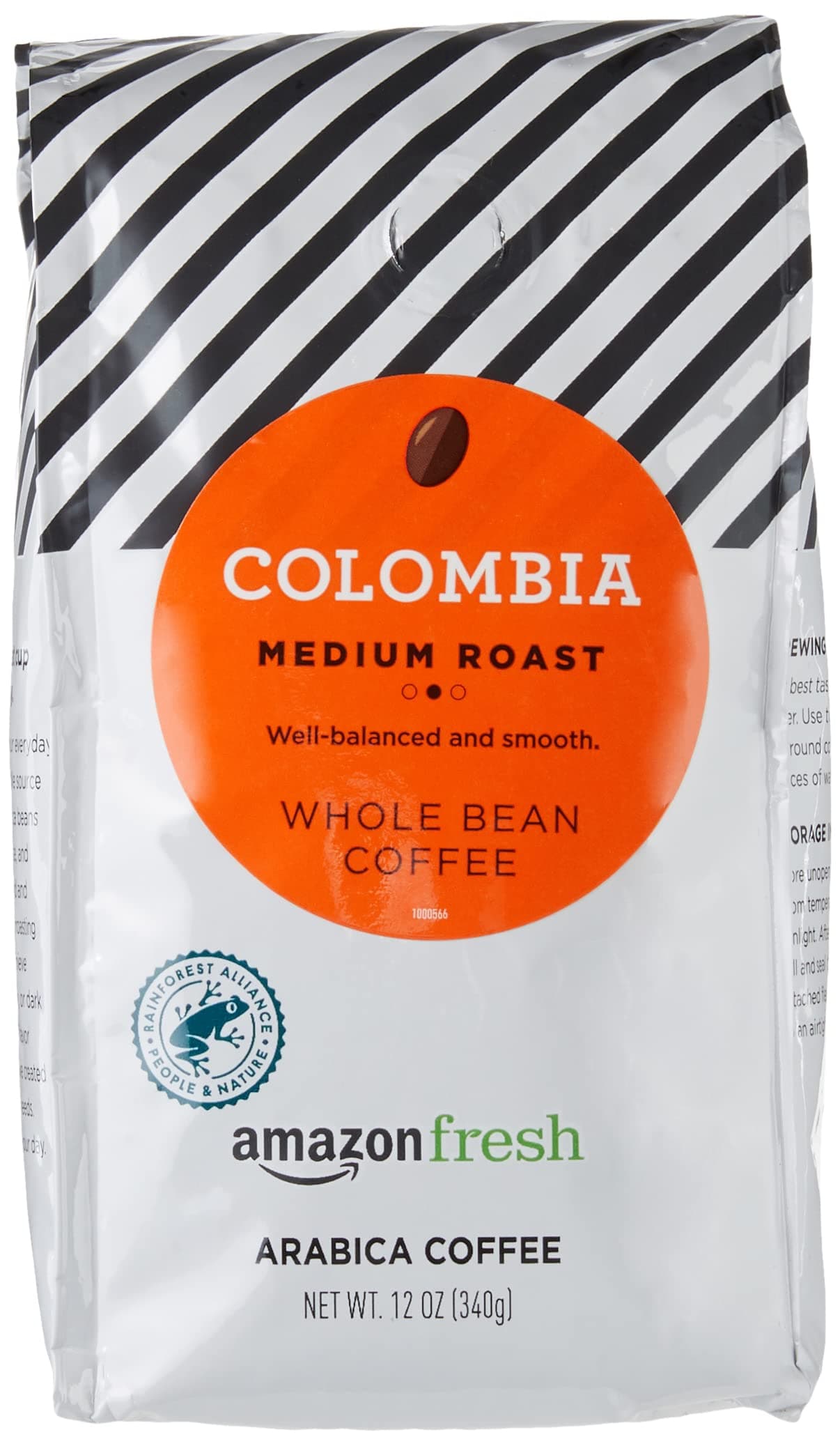 Amazon Fresh Colombia Whole Bean Coffee, Medium Roast, 340.2 g