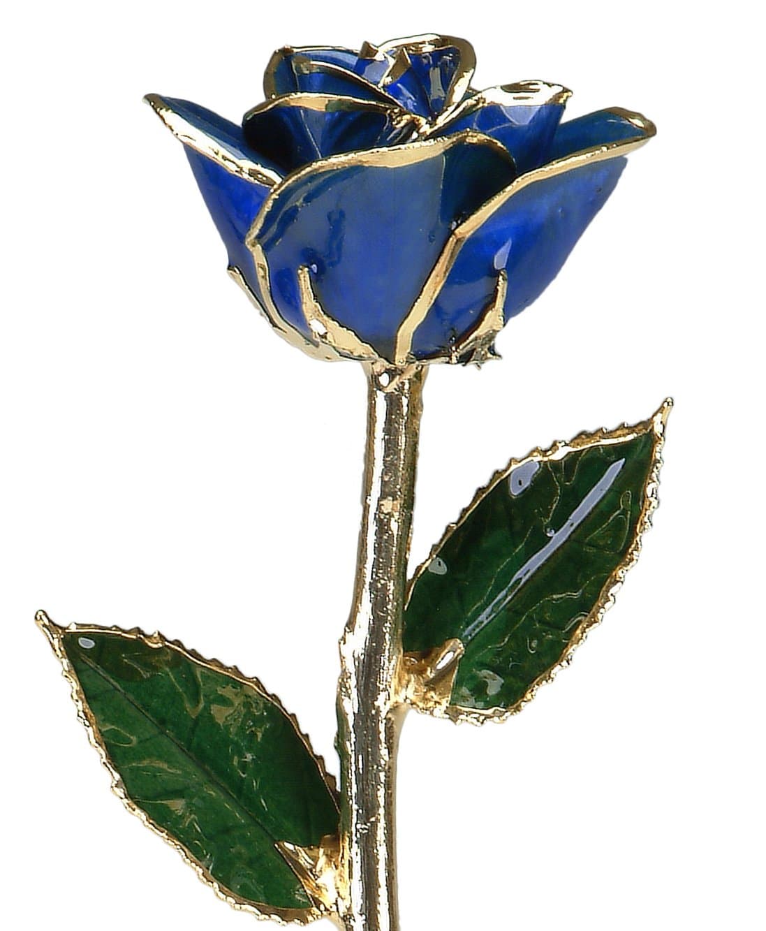 11" Sapphire Blue Platinum Dipped Real Rose