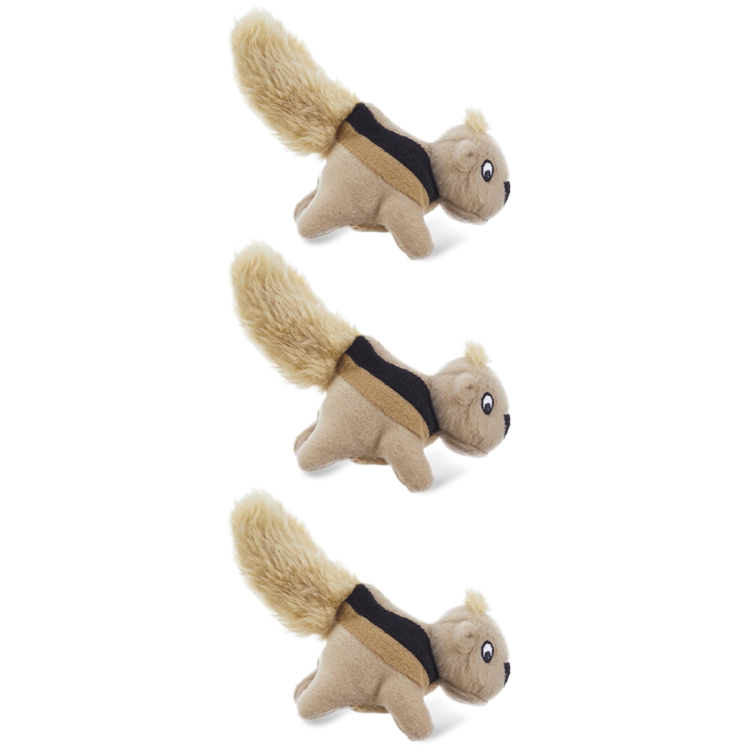 Squeakin’ Squirrels – 3‑Pack Plush Squeaky Dog Toys for Puppies, Small Dogs & Hide-A-Squirrel Replacements