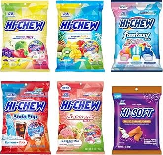 HI-CHEW Easter Candy Variety Mix, Pack of 6 Bags Including Salted Caramel - 15 Flavor Assort Sweet and Sour Chewy, Fun Soft - Immensely Juicy Fruity Candy Flavors - Individually Wrapped for Sharing