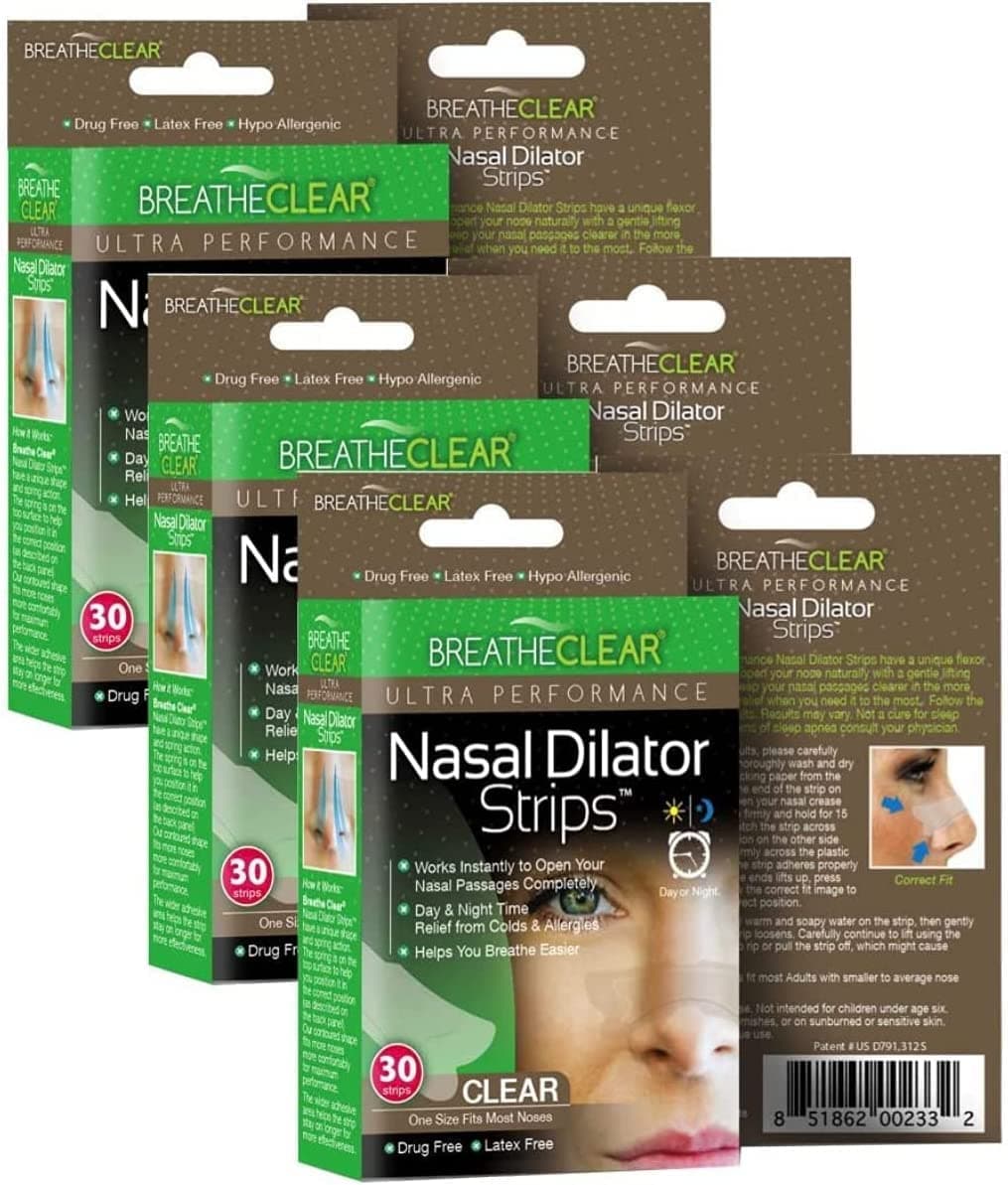 Ultra Performance Nasal Dilator Strips (Clear, 90 Count) - Nose Strips to Help Breathe Better, Sleeping & Exercise Support, Latex-Free, Sinus & Cold Relief