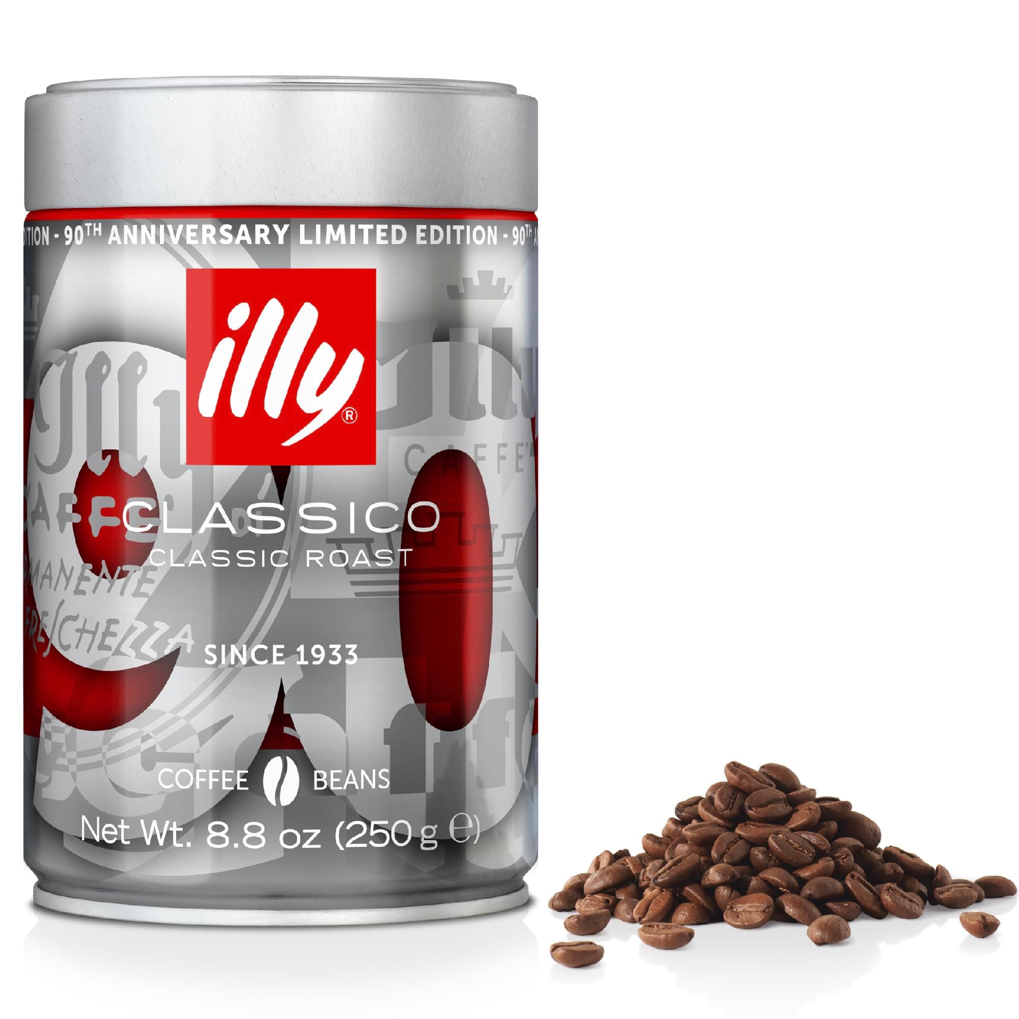 illy Classico Coffee Beans, Limited Edition, Medium Roast, 100% Arabica, Coffee Gift Tin, 250g