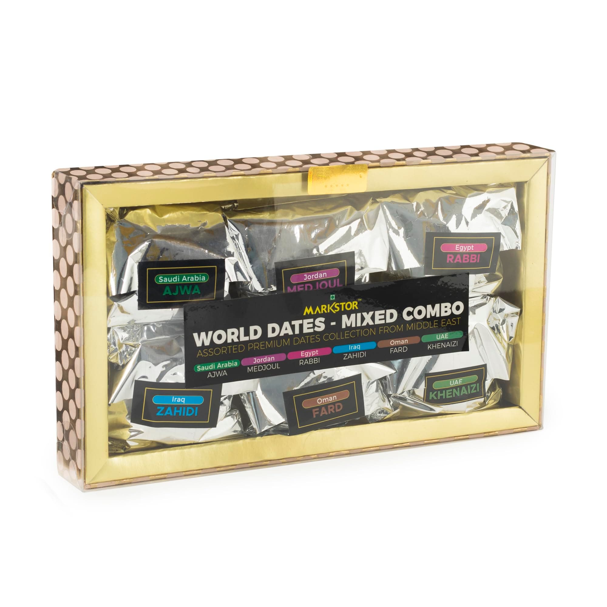 MarkstorFresh World Dates - Mixed Combo - Assorted Premium Dates Gift Pack Collection from Middle East - 17.6 oz [500 grams]