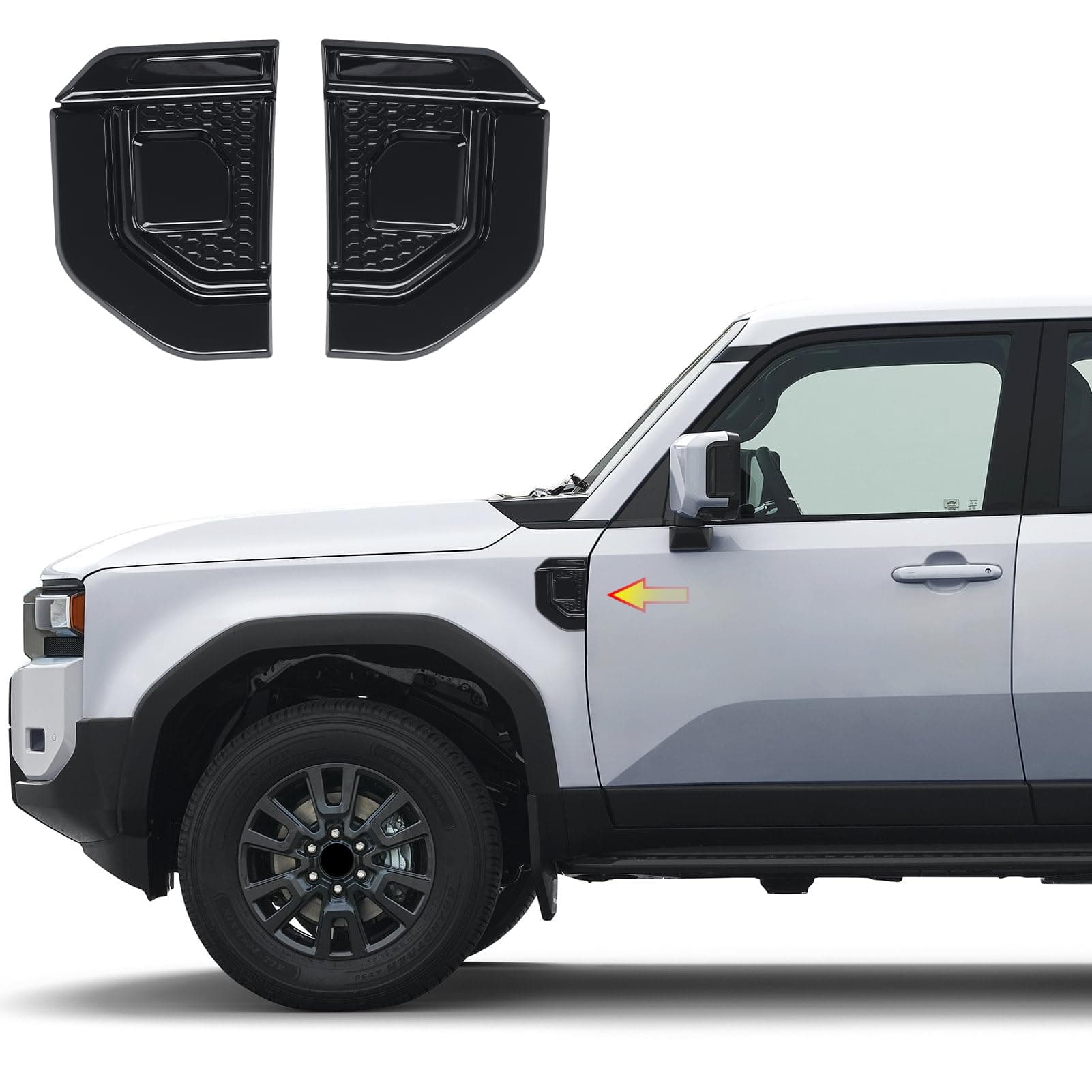 2 Pcs Side Wing Decorative Sticker for 2024 2025 2026 Toyota Land Cruiser 250 1958 Prado Lc250 J250 Fender Cover Decoration Exterior Decoration Accessories (Bright Black)