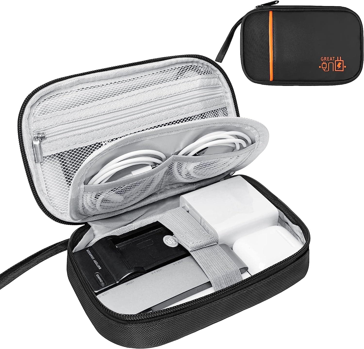 Electronic Organizer, Travel Cable Organizer Bag, Gadgets Storage Case Suitable for USB Cables Earphone SD Memory Cards USB Flash Drive Phone Power Bank Hard Drive (Small-Black)